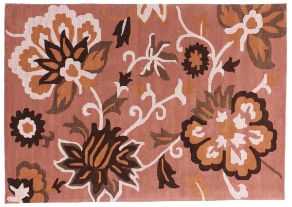 Handmade wool rug Flowers 200x300 Orange floral pattern Hand tufted