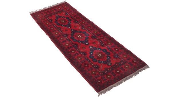 Afghan Teppich Khal Mohammadi 50x150 Handgeknüpft Läufer Braun Geometrisch Orientalisch