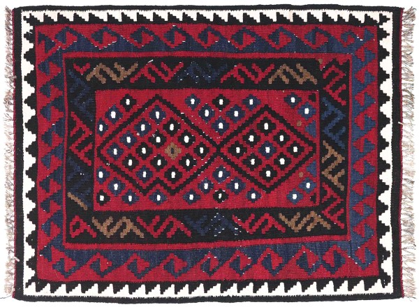 Afghan Kelim Soumakh Ghalmuri Teppich 70x90 Handgewebt Rot Geometrisch Handarbeit