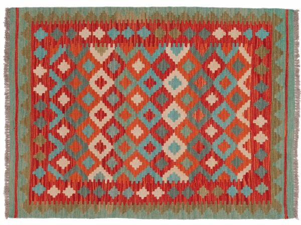 Afghan Maimana Kelim Teppich 100x150 Handgewebt Bunt Geometrisch Handarbeit Gewebt