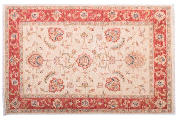 Afghan Chobi Ziegler Fein 152x99 Handgeknüpft Teppich 100x150 Rot Blumenmuster Kurzflor