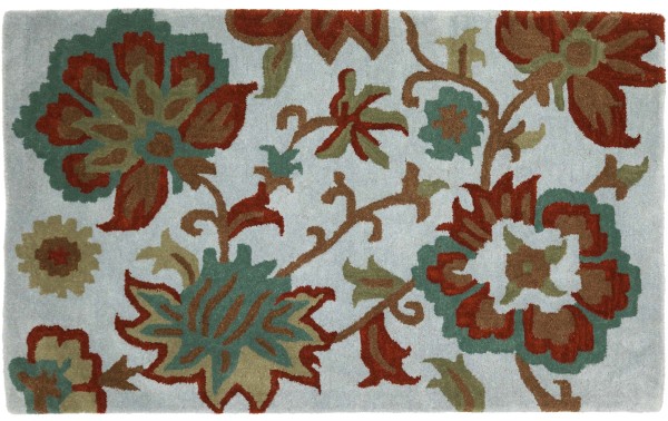 Wool carpet Flowers 100x150 gray floral pattern handmade handtuft modern