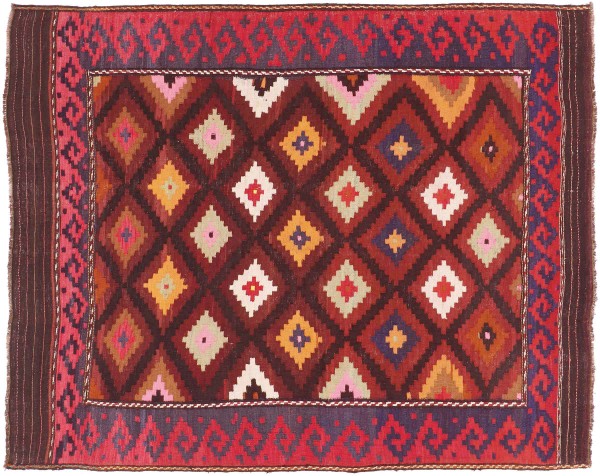 Afghan Kelim Soumakh Ghalmuri Teppich 170x220 Handgewebt Braun Geometrisch Handarbeit