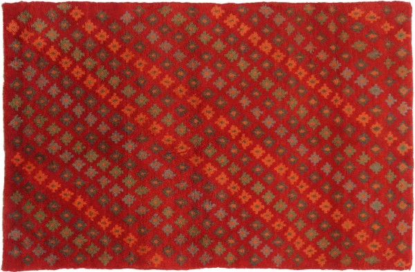 Gabbeh Teppich 110x170 Handgeknüpft Rot Durchgemustert Orientalisch UNIKAT Kurzflor
