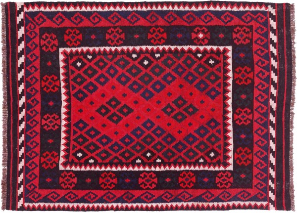 Afghan Kelim Soumakh Ghalmuri Teppich 100x150 Handgewebt Rot Geometrisch Handarbeit