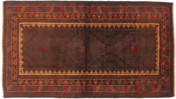 Baluch Baluch Carpet 110x200 Hand-knotted Black Geometric Oriental UNIKAT
