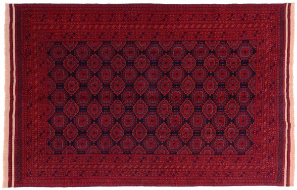 Afghanischer Teppich Sarough 200x300 Handgeknüpft Rot Geometrisch Orientalisch UNIKAT