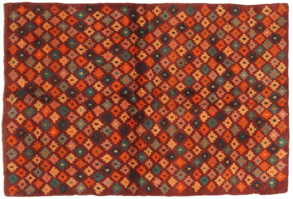 Gabbeh Teppich 120x170 Handgeknüpft Braun Durchgemustert Orientalisch UNIKAT Kurzflor