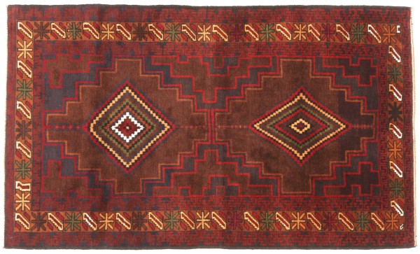 Belutsch Baluch Teppich 100x170 Handgeknüpft Rot Geometrisch Orientalisch UNIKAT